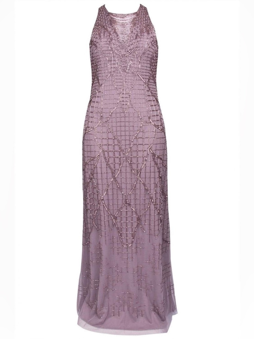 Aidan Mattox Lavender Beaded Halter Maxi Dress Sz 12